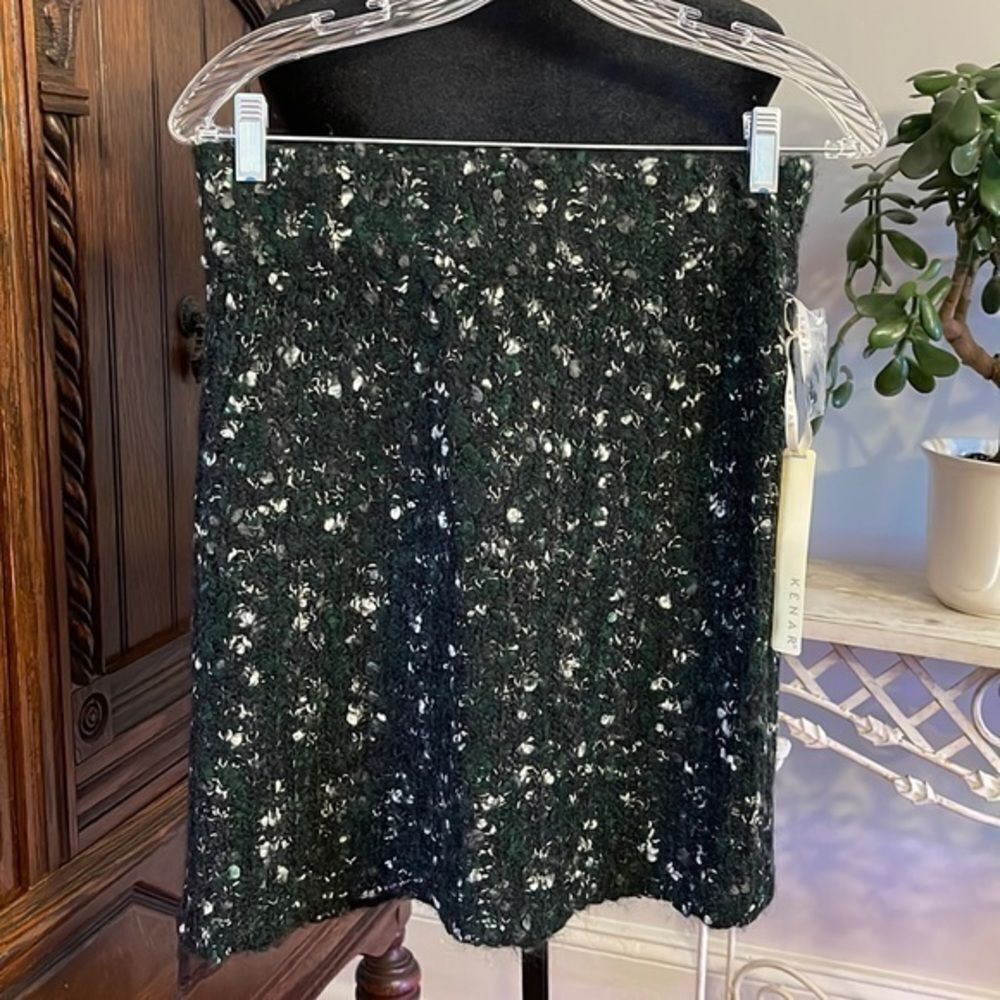 Kenar Skirt Black, Green & White size S Alpaca Wool Mohair Blend NWT